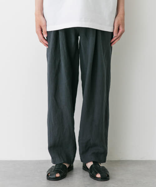 STILL BY HAND　リネン2タックワイドテーパードパンツ