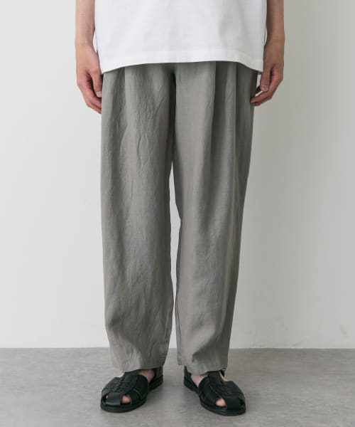 STILL BY HAND　リネン2タックワイドテーパードパンツ