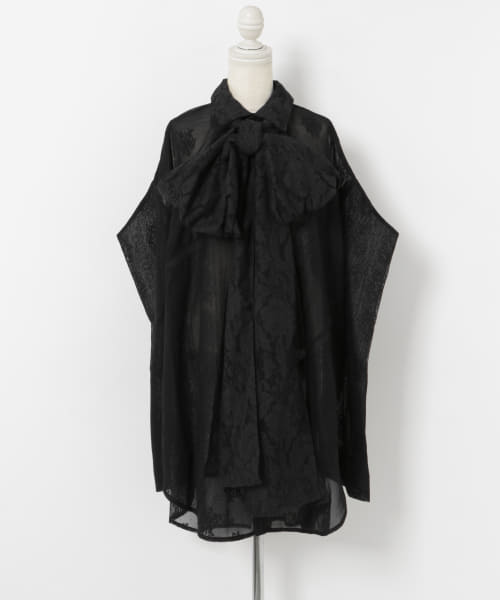 neith.tokyo　Too Big Ribbon Lace Shirt