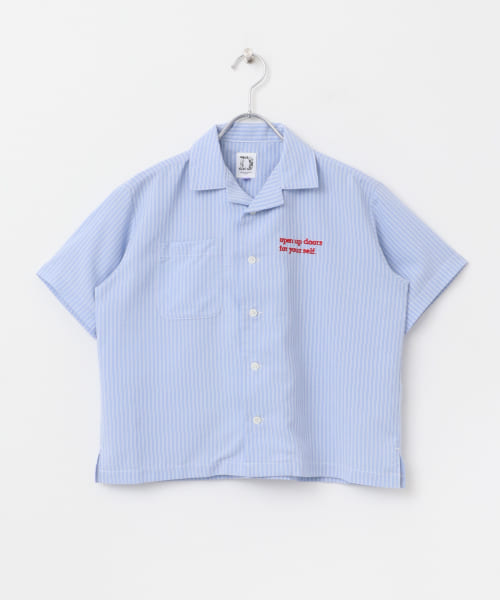 『WEB/一部店舗限定サイズ』ロゴ刺繍ストライプシャツ(KIDS)