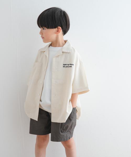 『WEB/一部店舗限定サイズ』ロゴ刺繍ストライプシャツ(KIDS)