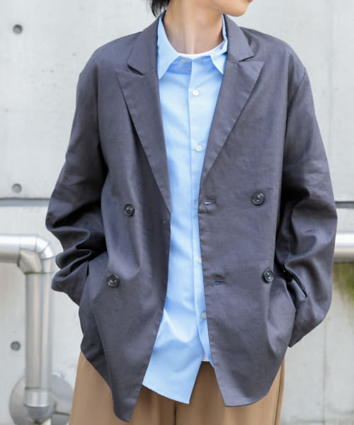 『セットアップ対応』Linen Blend Double Jacket