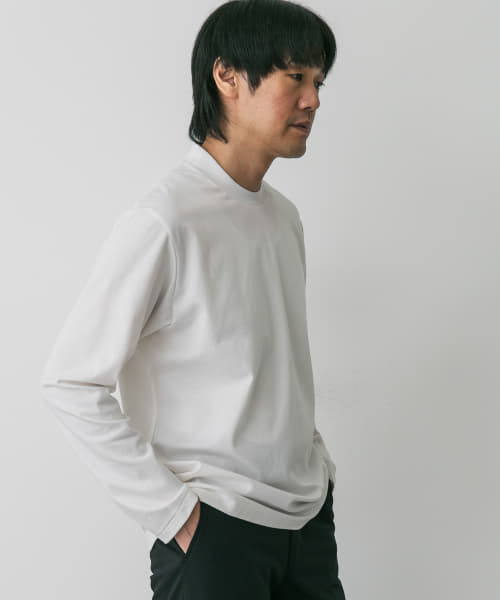 LIFE STYLE TAILOR　シルケットポンチストレッチ長袖Tシャツ