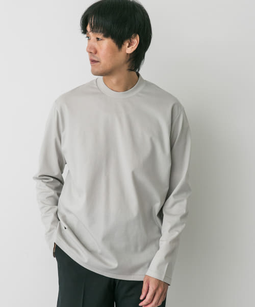 LIFE STYLE TAILOR　シルケットポンチストレッチ長袖Tシャツ
