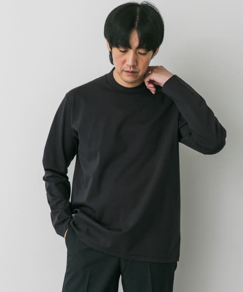 LIFE STYLE TAILOR　シルケットポンチストレッチ長袖Tシャツ