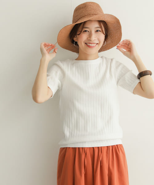 針抜き半袖カットソー
