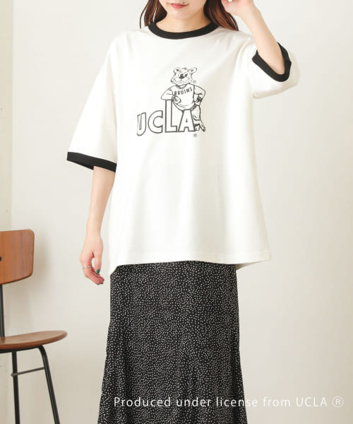 『別注』『ユニセックス』UCLA×SENSEOFPLACE　カレッジリンガーTシャツ