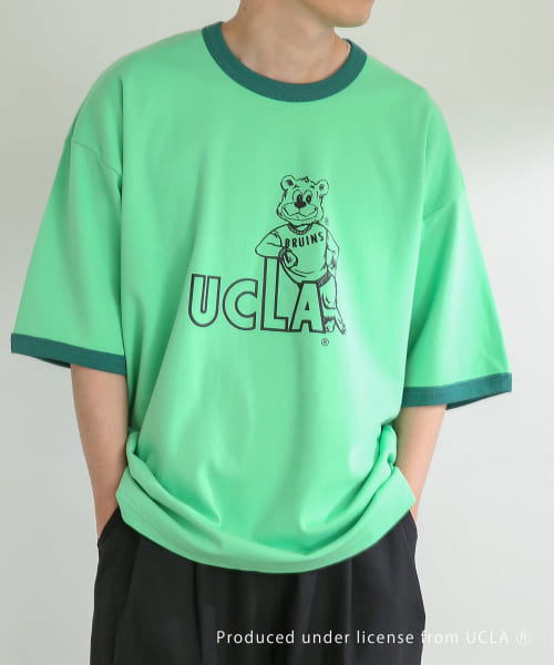 『別注』『ユニセックス』UCLA×SENSEOFPLACE　カレッジリンガーTシャツ