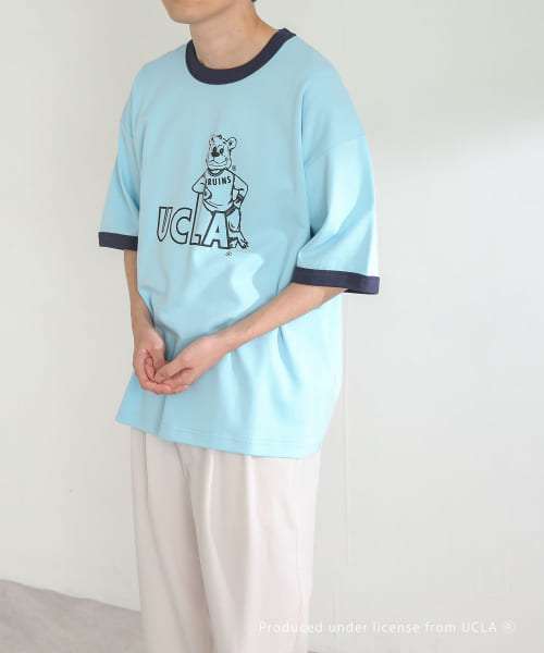 『別注』『ユニセックス』UCLA×SENSEOFPLACE　カレッジリンガーTシャツ