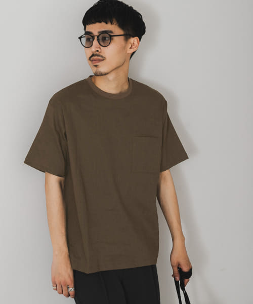 ストレッチリネンクルーネックTシャツ