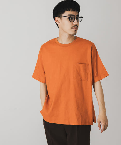 ストレッチリネンクルーネックTシャツ