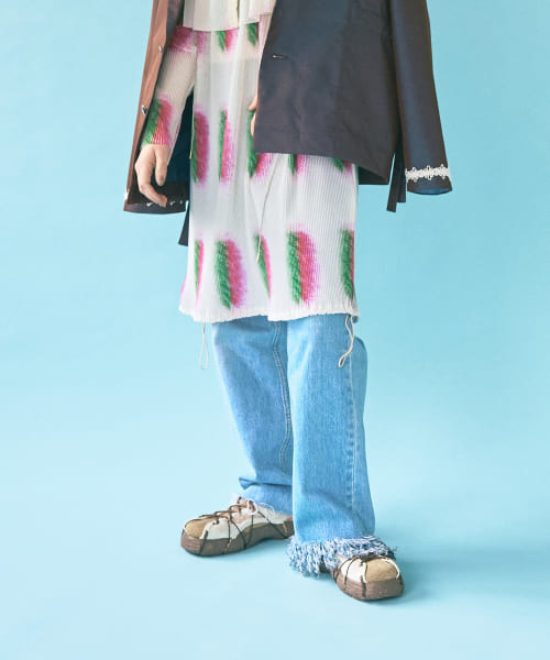 77circa　fringe denim pants 28