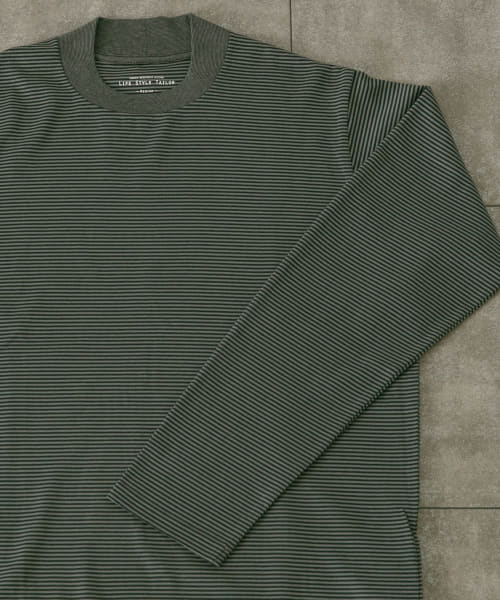 LIFE STYLE TAILOR　シルケットポンチストレッチ長袖Tシャツ