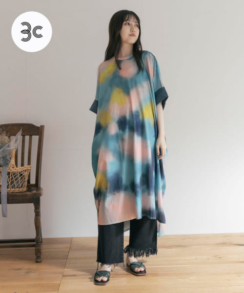 『別注』MIDIUMISOLID×TGM　wide print one-piece