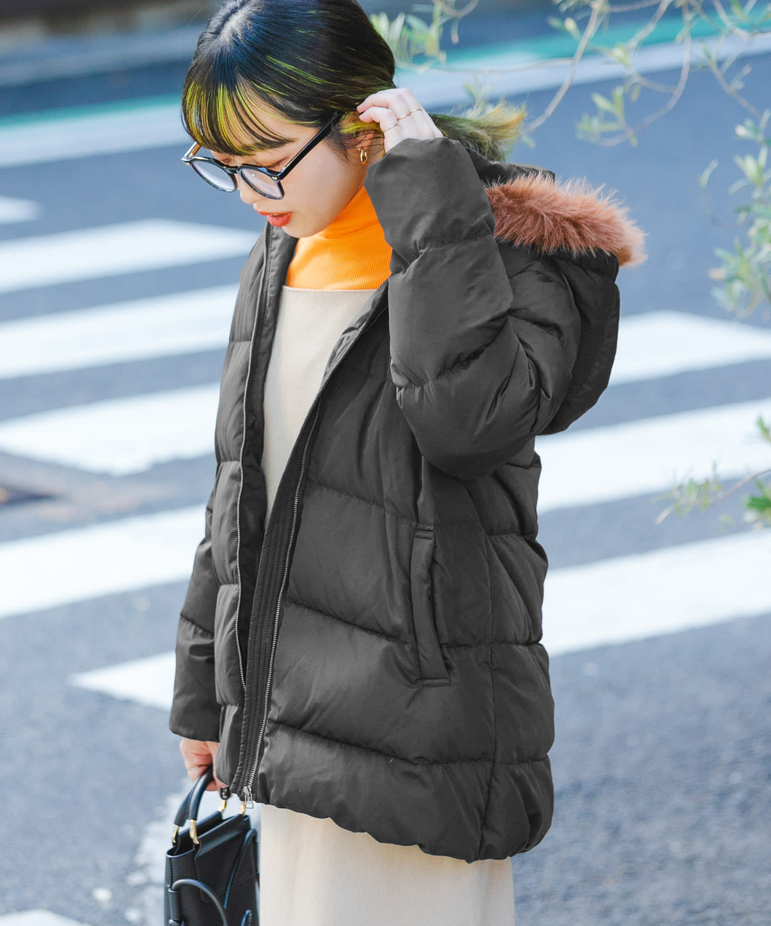 silver hooded blouson ブルゾン/1/アクリル/BLK cutacut.com