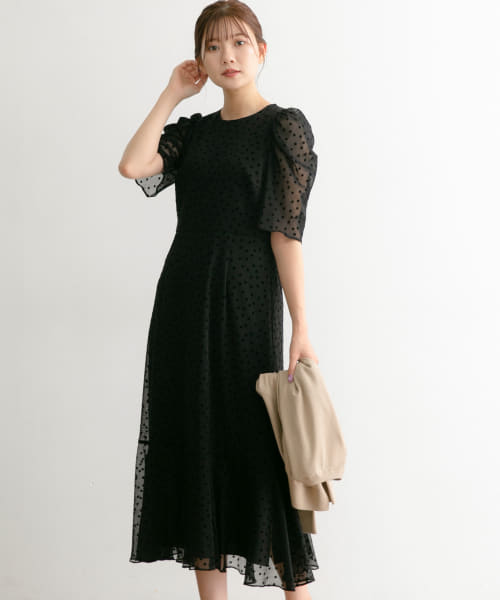 Chaco×ROSSO　ドットフロッキードレス