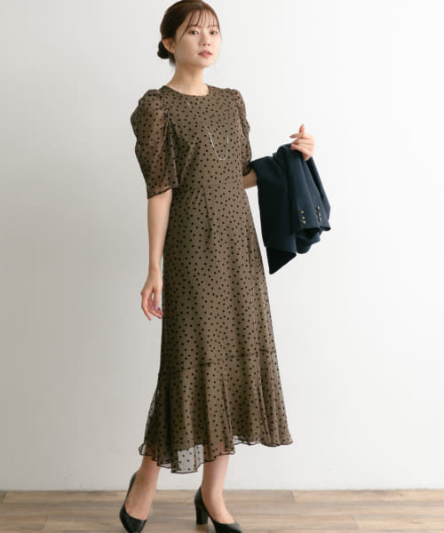 Chaco×ROSSO　ドットフロッキードレス