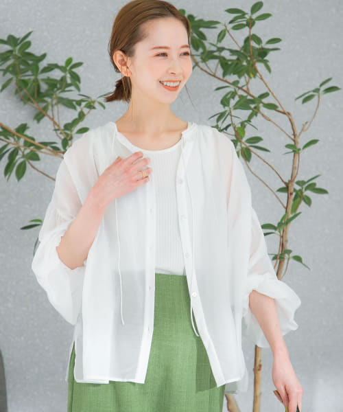 コットンシルクデザインブラウス