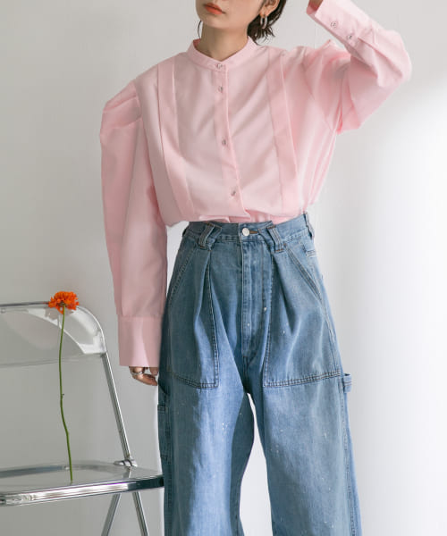 『WEB/一部店舗限定』バンドカラーデザインスリーブシャツ
