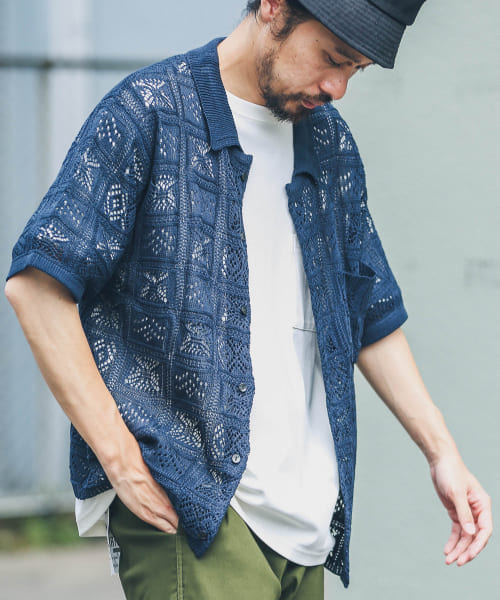 [Sonny Label][リネンタッチレース編みショートスリーブシャツ]