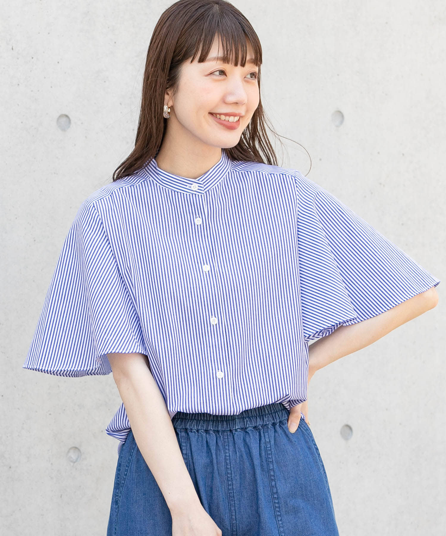 ストライプバタフライスリーブブラウス[LA35-23T703]｜URBAN RESEARCH