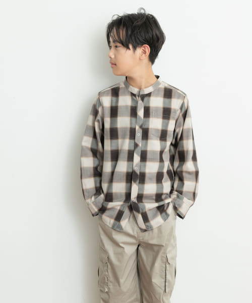 『WEB/一部店舗限定』『親子リンク』バンドカラーチェックシャツ(KIDS)