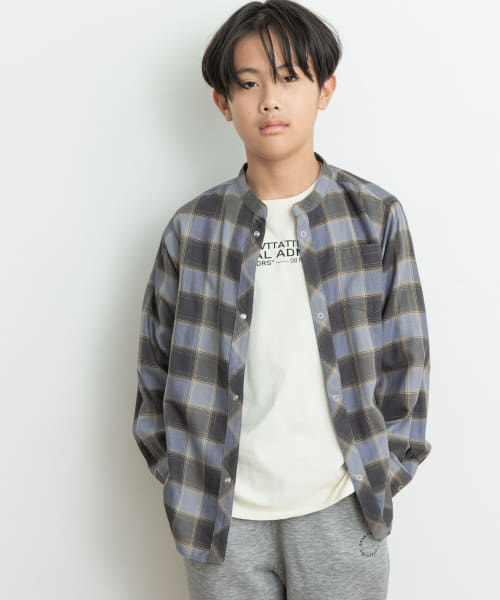 『WEB/一部店舗限定』『親子リンク』バンドカラーチェックシャツ(KIDS)