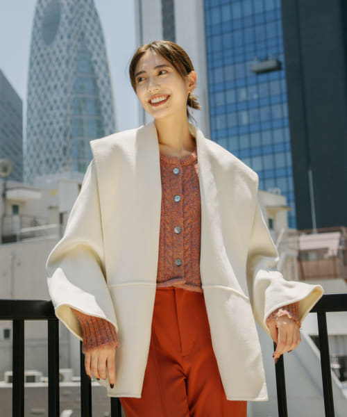 ウールカシミヤリバーミドルショールコート