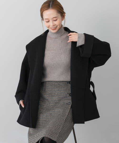 ウールカシミヤリバーミドルショールコート