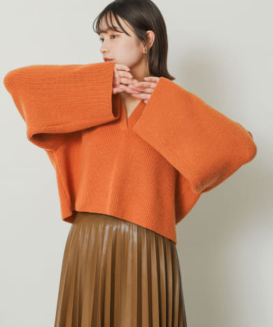 『堀田真由さん着用』ワイドスリーブエリツキショートセーター