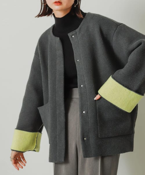 『堀田真由さん着用』バイカラーニットコート