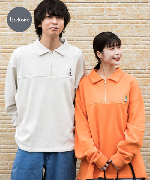 [SENSE OF PLACE][『別注』『ユニセックス』TeddyBear×SOP　テディベアハーフZIPスウェット]