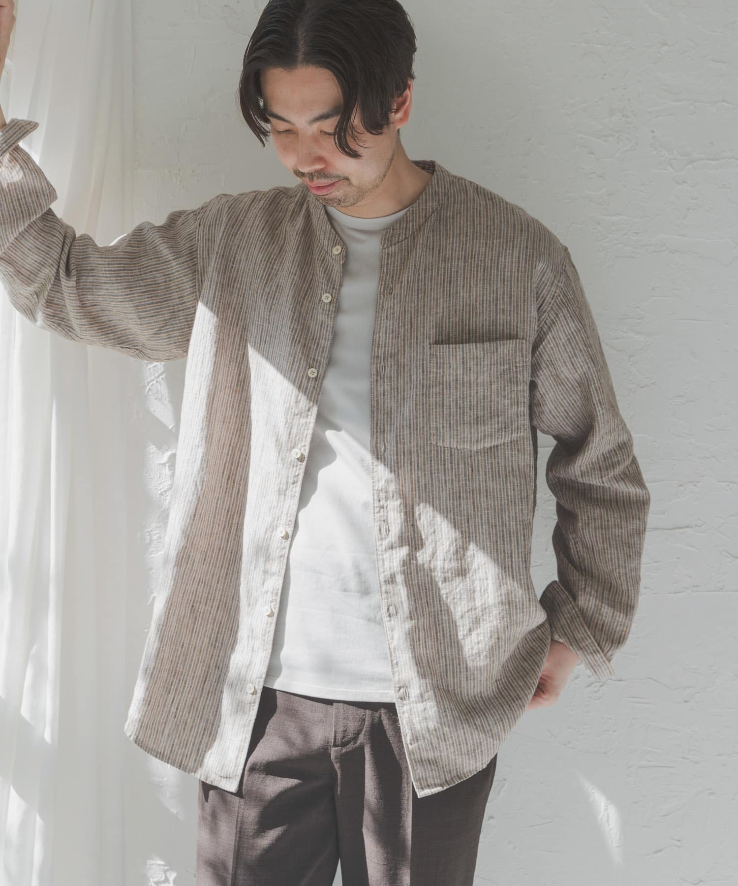 45R｜藍インドリネンシルクツイードの四角ジャケット | Rakuten