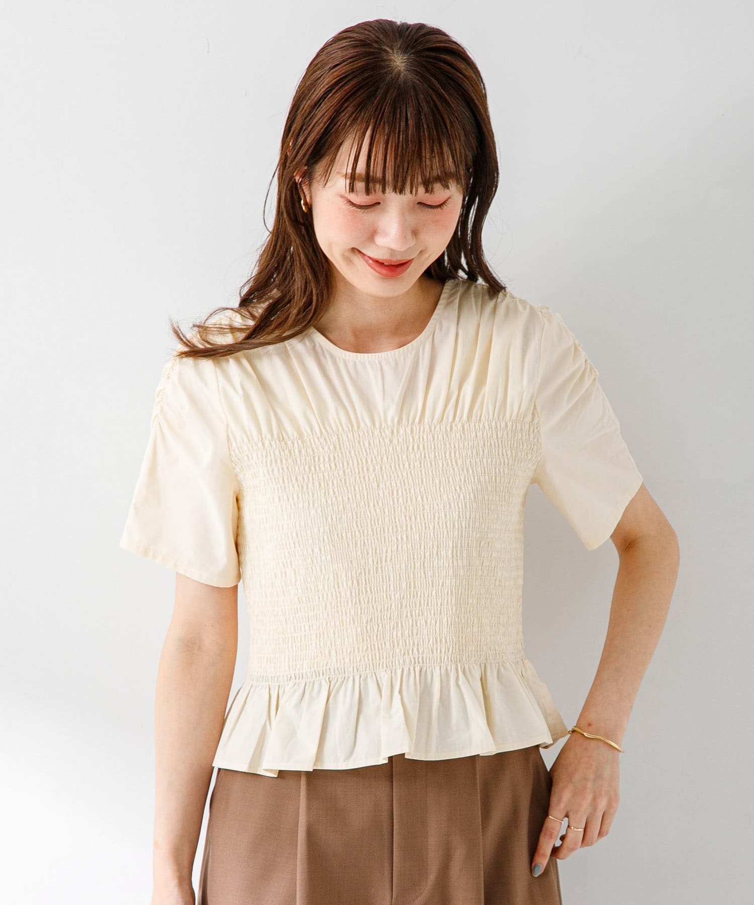 シャーリングシャイニーチェックブラウス[LA46-23R003]｜URBAN