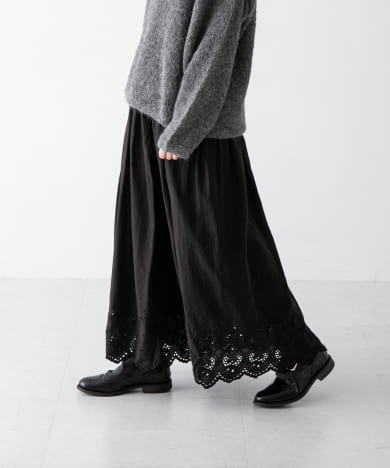 スカラップ刺繍ギャザースカート