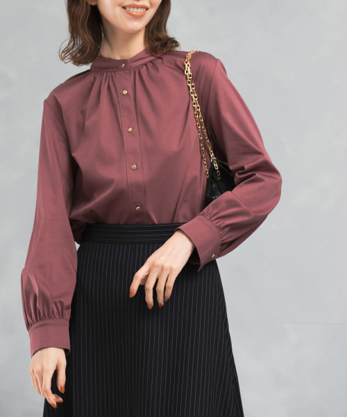[ROSSO][デザインボタンカットソーブラウス]