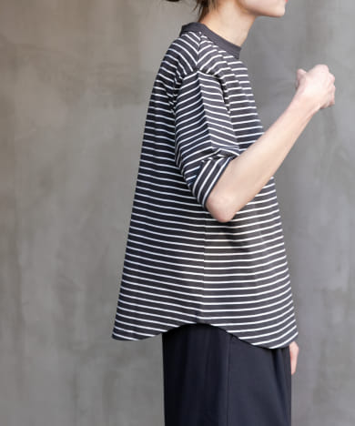 FORK&SPOON　ボトルネック5分袖Tシャツ