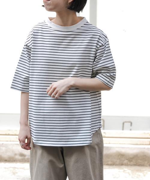 FORK&SPOON　ボトルネック5分袖Tシャツ