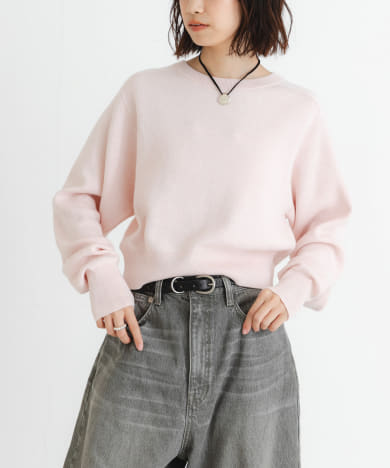 new basic　カシミヤコットンクルーネックニット