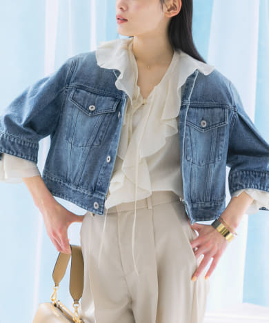 タックスリーブデニムブルゾン