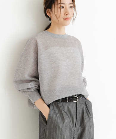 new basic　リネン混スポンディッシュニットプルオーバー