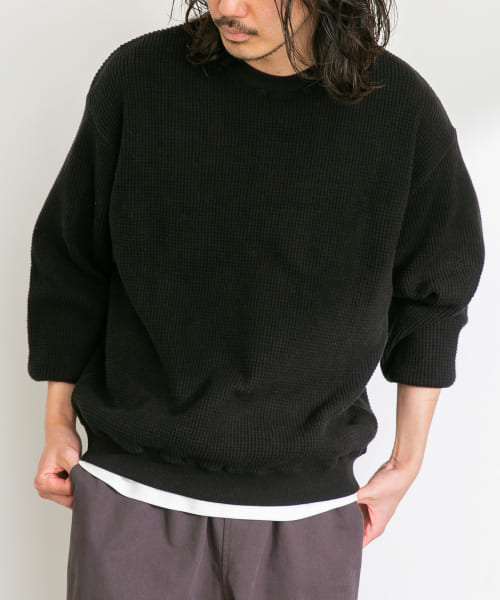 起毛ワッフルロングスリーブプルオーバー