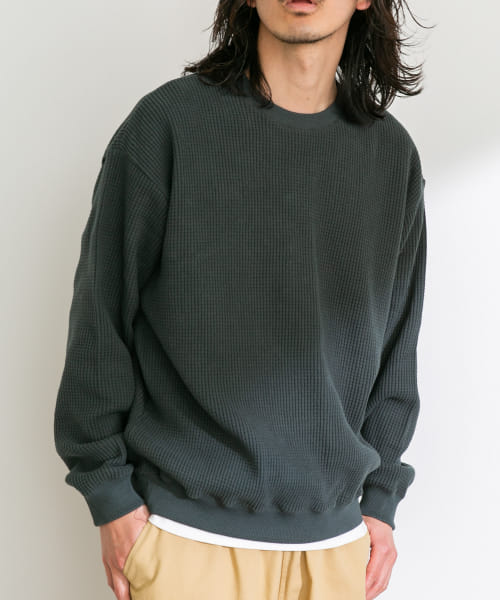 起毛ワッフルロングスリーブプルオーバー