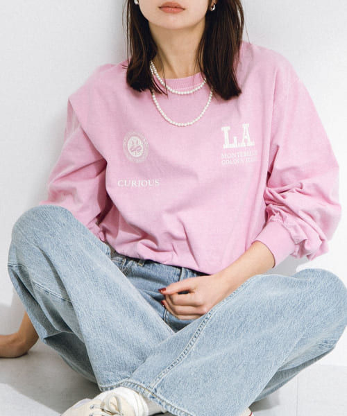 カレッジロゴプリントロングTシャツ
