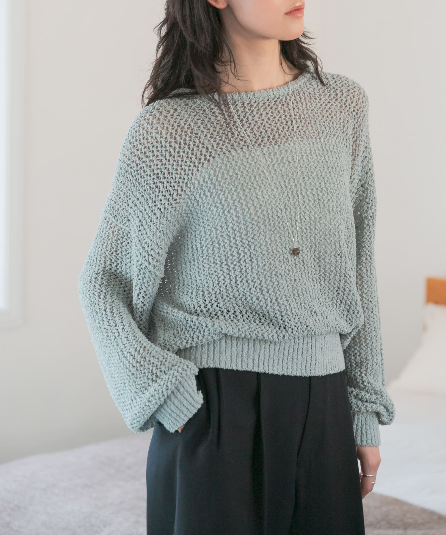コードストライプ クルーネックニット(1 LIGHT GREY): : メンズ