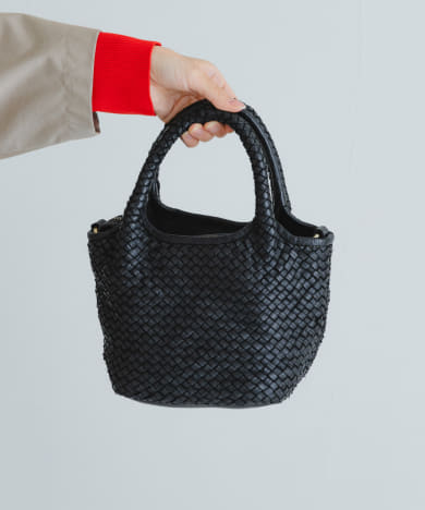 メッシュ編みレザートートバッグ