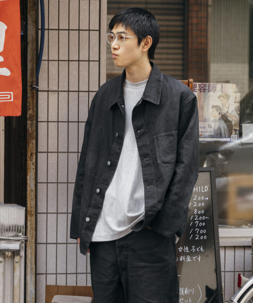 A PRESSE　Vintage Black Linen Coverall