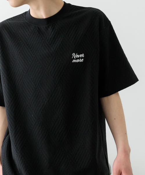 ワンポイント刺繍ヘリンボンジャカードTシャツ