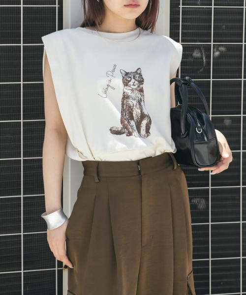 ノースリーブプリントカットソー