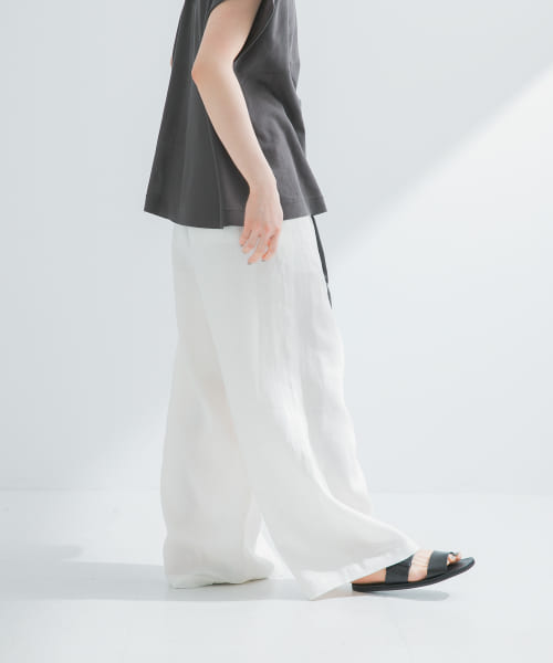 new basic　リネンイージーワイドスラックス